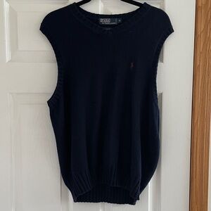 Polo by Ralph Lauren Navy V-Neck Sweater Vest with Red Pony